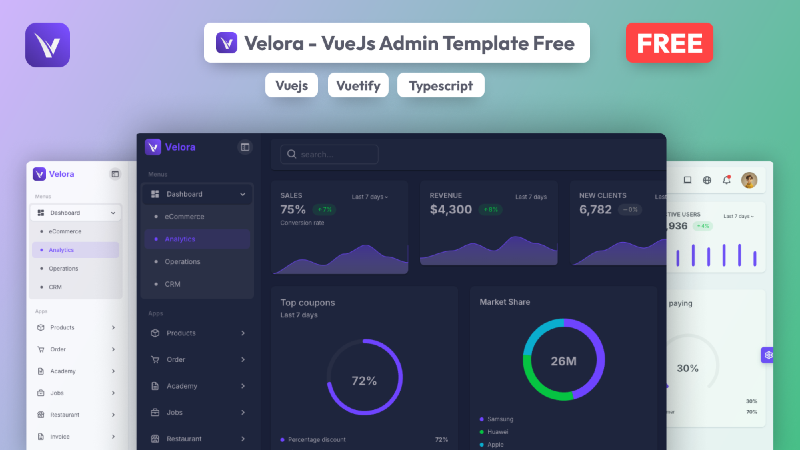 Velora Vuejs Admin Template Free