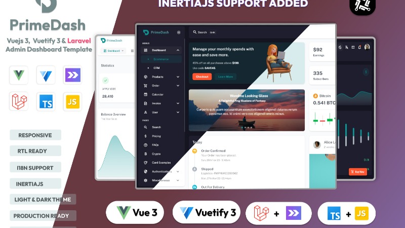 PrimeDash Vuejs Laravel Admin Template