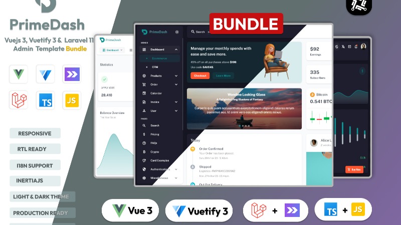 PrimeDash - Bundle (VueJs & Laravel 11)